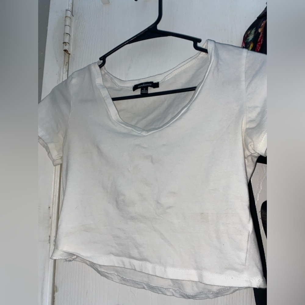 White V-Neck Cropped Top